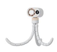 Ventilador de clip para cochecito de bebé con función de refrigeración, portátil, recargable, patas de pulpo flexibles para posicionamiento de 360°, cuchillas ocultas seguras (blanco)