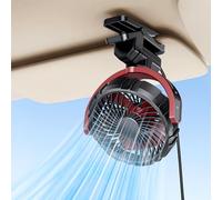 Ventilador de clip para visera solar de coche, mini ventilador portátil alimentado por una batería recargable USB de 2000 mAh 5 V, rotación de 360°, potente flujo de aire. (Alimentado por USB)