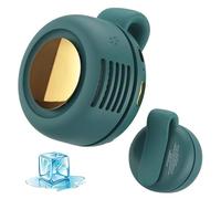 Ventilador de Clip Pequeño - Ventilador portátil sin aspas y manos libres con 3 velocidades ajustables, funcionamiento de bajo ruido, carga rápida de 1 hora y batería de 5 horas, enfriamiento green