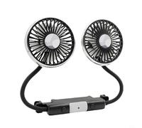 Ventilador de coche ajustable de doble cabezal con tubo suave para flujo de aire de 360°, iluminación LED, control de 3 velocidades, motor de cobre silencioso, dispositivo de refrigeración con clip