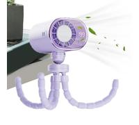 Ventilador de coche genérico, pulpo LED de 199 velocidades, pequeño ventilador giratorio de 360° ajustable con pinza y carga tipo C | para adultos estudiantes camping playa cochecito