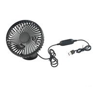 Ventilador de coche USB de una sola cabeza con 3 velocidades ajustables, aspas de ventilador ABS para gran volumen de aire, rotación de 360 grados, compacto para uso en salpicadero (ventosa)