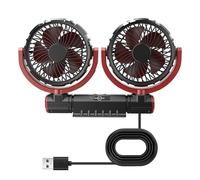 Ventilador de coche, ventiladores de coche que soplan aire frío, ventilador de coche de doble cabeza, ventilador de enfriamiento de doble cabezal para coche, operación USB, Rotat