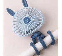 Ventilador de Cochecito con Orejas de Conejo, Ventilador Bebe con Trípode Flexible y Luz LED, Ventilador USB Portátil, Pilas Recargables, 360°Giratorio, para Asiento de Coche, Cuna, Camping, Oficina