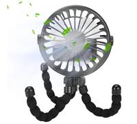 Ventilador de cochecito para bebé, silencioso, ventilador portátil con clip de trípode, ventilador de mano USB de pulpo, ventilador eléctrico recargable de luz nocturna -ni, para dormitorio de fice
