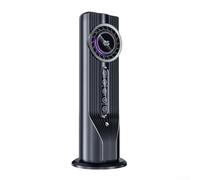 Ventilador de columna silencioso con mando a distancia con luz, 6 velocidades, modo nocturno, oficina, espacio de vida compacto (negro)