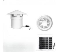 Ventilador de conducto solar de 160 mm con ventilación ajustable de 12 V de bajo ruido para invernadero, cobertizo, tienda de campaña, plástico blanco, flujo de aire de 420 CFM
