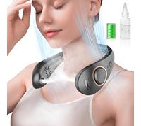 Ventilador de cuello con pulverizador de niebla que sopla aire frío, plegable de 4000 mAh, portátil, personal, USB, recargable, funciona con pilas, con rociador, ventilador de viaje sin aspas para el