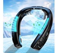 Ventilador de Cuello Portatil Con Hielo Placa de Refrigeración Grande, Ventilador Pequeño Silencioso Aire Acondicionado Ponible 6000mAh USB Recargable, 360° Aire Frio Trasera para Viaje Playa Oficina