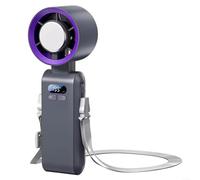 Ventilador de cuello portátil de 3600 mAh, con función de refrigeración por hielo, motor de 12000 rpm, velocidad ajustable, mini ventilador personal, diseño plegable de 90 grados, pantalla LED para