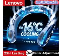 Ventilador de Cuello Portátil Lenovo 2027 de 10000mAh con Refrigeración por Aire, Recargable por USB, Sin Aspas, Silencioso, con Pantalla LED Digital, Ventilador Deportivo Eléctrico Rose gold