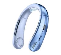 Ventilador De Cuello Sin Copa: Enfriamiento Portátil Libre De Manos, Control De Velocidad Infinita | Exhibición LED Recargable Aire Acondicionado, Diseño Seguro Para El Cabello Para Viajes, Al Aire Li