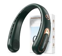 Ventilador de Cuello- Ventilador Cuello USB Recargable Máx 15H, Ajustable al Cuello, Pantalla Digital, 3 Velocidades, Potente y Silencioso, Portatil y Ligero para Hogar, Oficina, Viajar, Acampar-Verde