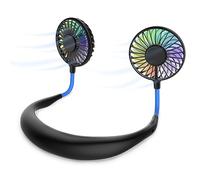 Ventilador de cuello, ventilador portátil, mini ventilador USB, ventilador portátil de cuello recargable, enfriador de aire de doble cabezal a viento de 3 velocidades para exteriores Camping Office