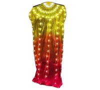 Ventilador de danza del vientre de 180 cm de largo, recargable, con LED, funciona con pilas, para espectáculos de escenario, accesorio de bailarina profesional, Rojo Amarillo Gradi, Battery type