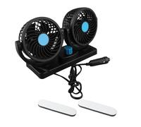 Ventilador de doble cabezal PolyGon con metodo de motor dual y entrada de alimentación de 12 V, un ventilador giratorio de 360 grados con base antideslizante para tableros y