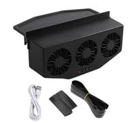 Ventilador de escape de automóvil, ventilador automático, alimentado por energía solar, 3 ventiladores de alta velocidad, recargable por USB, construcción resistente, ideal para solución de