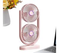 Ventilador de escritorio - 3 velocidades de doble cabezal recargable, estilo de enfriamiento de rejilla grande de 8 pulgadas, dimensiones de 17,5 x 8,2 x 36 cm, clasificación de potencia de 12 W