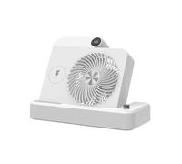 Ventilador de Escritorio con Base Angular, Cargador Inalámbrico, Ajuste de 100 Velocidades, Pantalla Digital y Dispositivo de Enfriamiento A