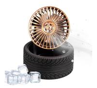 Ventilador de escritorio con forma de neumático, 3 velocidades, recargable | Diseño vintage en forma de neumático/rueda, 3 velocidades ajustables, batería recargable de 500 mAh, tamaño compacto de 9,5
