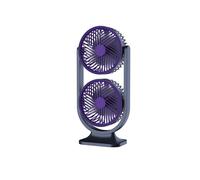Ventilador de Escritorio de Doble Cabeza, Ventilador de Enfriamiento Personal Recargable por USB de Bajo Ruido con Luz Nocturna para Interior y