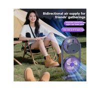 Ventilador de Escritorio de Doble Cabeza, Ventilador de Enfriamiento Personal Recargable por USB de Bajo Ruido con Luz Nocturna para Interior y