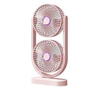 Ventilador de escritorio de doble cabezal - Enfriador recargable de 2400 mAh 3 velocidades | Soplador de mesa silencioso con ángulo ajustable | Mini ventilación portátil para el dormitorio del hogar |