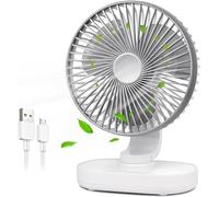 Ventilador de escritorio oscilante, ventilador de mesa recargable con flujo de aire fuerte, funcionamiento silencioso, ventilador de refrigeración portátil, dormitorio, mesa y escritorio (blanco)