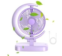 Ventilador de escritorio personal - Ventilador pequeño para dormitorio, ventilador de circulación de aire de 3 velocidades | Ventiladores de mesa silenciosos con carga USB, 1200mAh, con luz, v