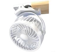 Ventilador de escritorio portátil recargable con clip USB para funciona con pilas, silencioso ventilador personal pequeño rotación de 360 grados, fuerte flujo de aire para dormitorio, oficina