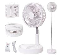Ventilador de escritorio portátil, soporte de pedestal plegable, altura ajustable de 14 a 39 pulgadas, 4 velocidades y ajustes de hora, batería recargable de 7200 mAh, carga USB oscilante telescópica