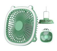 Ventilador de escritorio recargable - Ventilador portátil para escritorio con luz nocturna | Exterior e interior para dormitorio, oficina, playa, viajes, camping o dormitorio