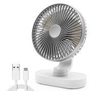 Ventilador de escritorio silencioso, ventilador de mesa USB pequeño, funcionamiento silencioso, 4 velocidades, 3 aspas de ventilador, flujo de aire fuerte, oficina, viajes al aire libre (plata)
