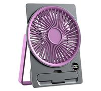 Ventilador de escritorio USB | Aparato de refrigeración portátil con diseño de tarjeta delgada con seis velocidades y pantalla LCD | Miniventilador recargable para dormitorio, dormitorio, sala de