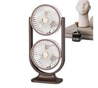 Ventilador de escritorio: ventilador de cabeza de doble carne de doble velocidad de doble carne para viajar a casa al aire libre para estar en C, pequeño ventilador de escritorio | Manténgase más