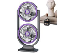 Ventilador de escritorio, ventilador de escritorio pequeño, USB recargable de aire silencioso por aire, Ventilador de enfriamiento personal de doble cabeza portátil para el hogar Uso de la escuela de