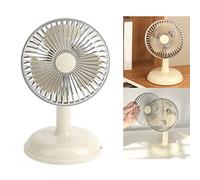 Ventilador de Escritorio Vintage, Carga USB, Fácil de Limpiar, Ventilador de Mesa Portátil Vintage, Metal para Oficina para Estudiantes (Amarillo Claro)