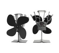 Ventilador De Estufa 4 Aspas, For Hogar Alimentado Por Calor, Quemador Madera Registro, Ecológico Aleación Aluminio, Silencioso, Cálido, Distribución Eficiente Del Eficiente Con EnergíA TéRmica(2pcs)