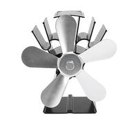 Ventilador de estufa con alimentación de calor 5 cuchillas Termoeléctrico Ventilador de chimenea autodenominada Calefacción eficiente para estufas de madera Estufas de queroseno (Plata)