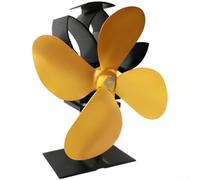 Ventilador de estufa con calor, ventilador de chimenea con calor | Circulador de aire silencioso de 18,5 x 13,5 x 21,5 cm, 180-210 CFM para estufas de leña, calefacción doméstica (color dorado