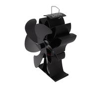 Ventilador de Estufa de Calor, 6 Aspas, Aleación de Aluminio, Poco Ruido, Estufa de Leña, Ventilador para Hogar, de Leña, Color Negro