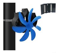 Ventilador de estufa de leña de 7 aspas, ventilador de chimenea montado en la pared, tubo de chimenea, ventilador silencioso de quemador de leña, utilizado para circular aire caliente (azul)