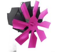 Ventilador de estufa de leña montado en la pared, ventilador de chimenea alimentado por calor, circulador de estufa de leña con abrazadera, ultra silencioso 35 dB para calefacción del hogar (rojo rosa