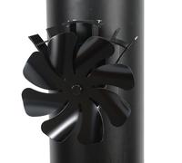 Ventilador de estufa magnético, 8 vuelos, ventilador de estufa sin electricidad, silencioso, ventilador de chimenea para madera/leña/hoguera/tubo de estufa, con termómetro y 1 anillo de repuesto