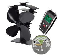 Ventilador de estufa Valiant Premium IV, termómetro magnético verde y medidor...