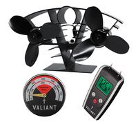 Ventilador de estufa Valiant de doble hoja, termómetro magnético y medidor de...