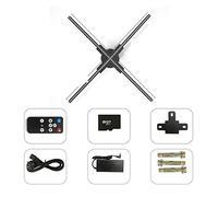 Ventilador de holograma publicitario, proyector de publicidad 3D HD multifunción, pantalla en tiempo real, para letreros de tienda de negocios, evento (F65)