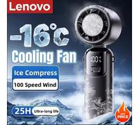 Ventilador de Mano Lenovo con Enfriamiento por Hielo, 100 Velocidades, Turbo, Portátil, USB, Plegable/Colgable, para Exteriores, Enfriamiento Rápido, Compresa de Hielo Gray ice compress