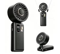 Ventilador de mano, mini ventilador portatil USB 6000mAh recargable turbo ventilador con pantalla LCD, 1-100 velocidades ajustables ventilador de mesa 180° plegable para viajes, oficina, exterior