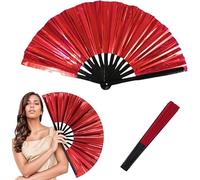 Ventilador de mano plegable holográfico grande 2025, con botas en el suelo, abanico de baile de línea, abanicos de aplausos para baile de línea, plegable, para manualidades, con colores láser